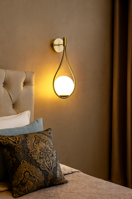 Powerlam Modern Wall Sconce Light Fixture, Brass Frame with Curved Arms