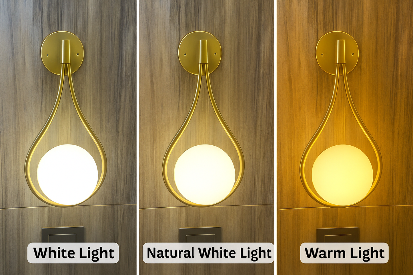Powerlam Modern Wall Sconce Light Fixture, Brass Frame with Curved Arms