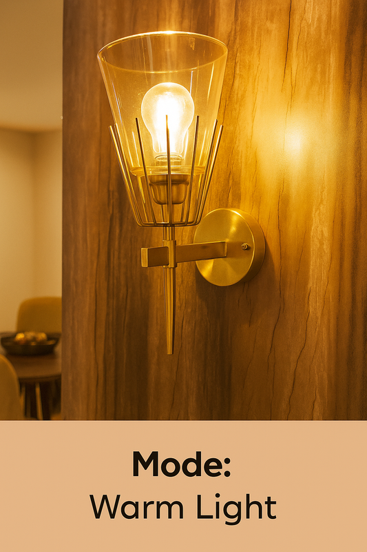 Powerlam Modern Gold Wall Sconce with Clear Glass Shade | Industrial Vintage Wall Light Fixture | Decorative Wall Lamp for Living Room, Bedroom, Hallway