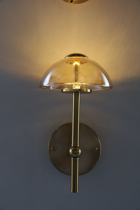 POWERLAM Multicolor Umbrella Brass Finish Tea Glass Wall Light