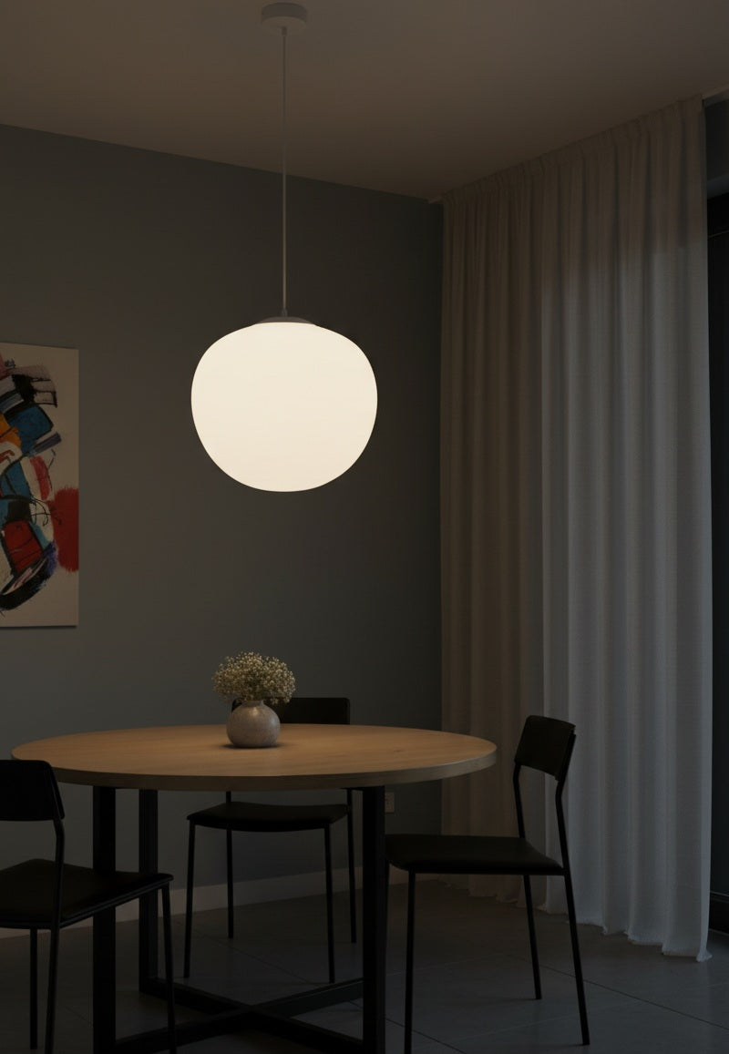 POWERLAM Modern Globe Pendant Light | Minimalist Hanging Ceiling Lamp for Dining Room, Bedroom & Living Space