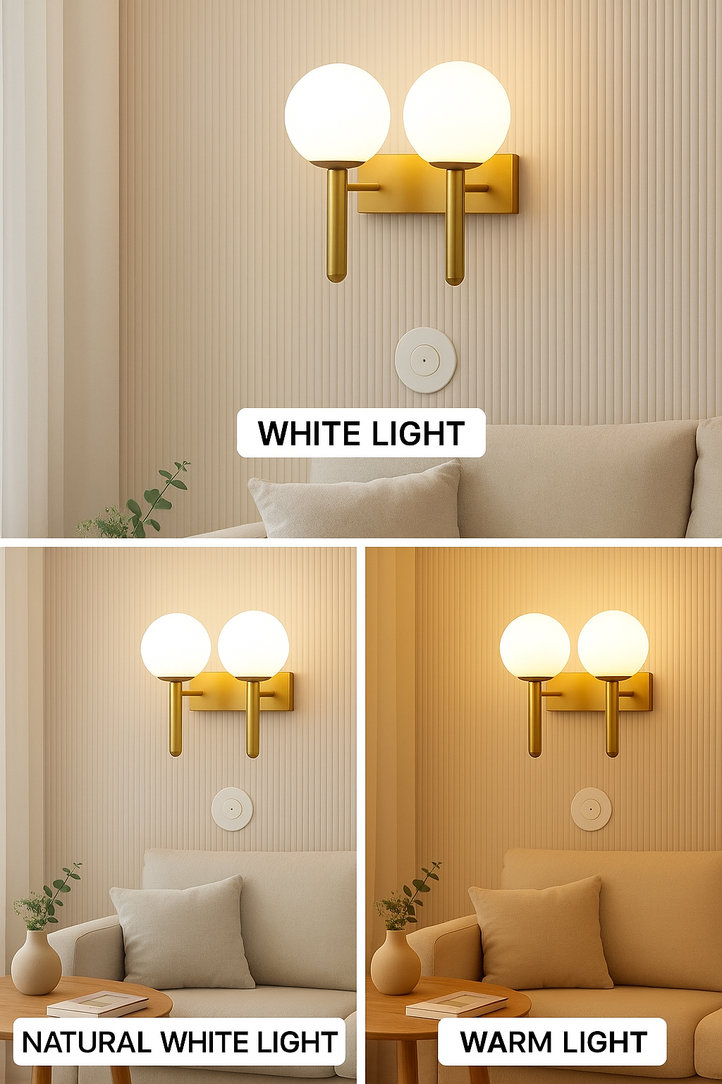 Powerlam Modern Double Globe Wall Sconce, Brushed Bronze Finish, Frosted Glass Shades (Without Bulb)