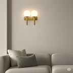 Powerlam Modern Double Globe Wall Sconce, Brushed Bronze Finish, Frosted Glass Shades (Without Bulb)