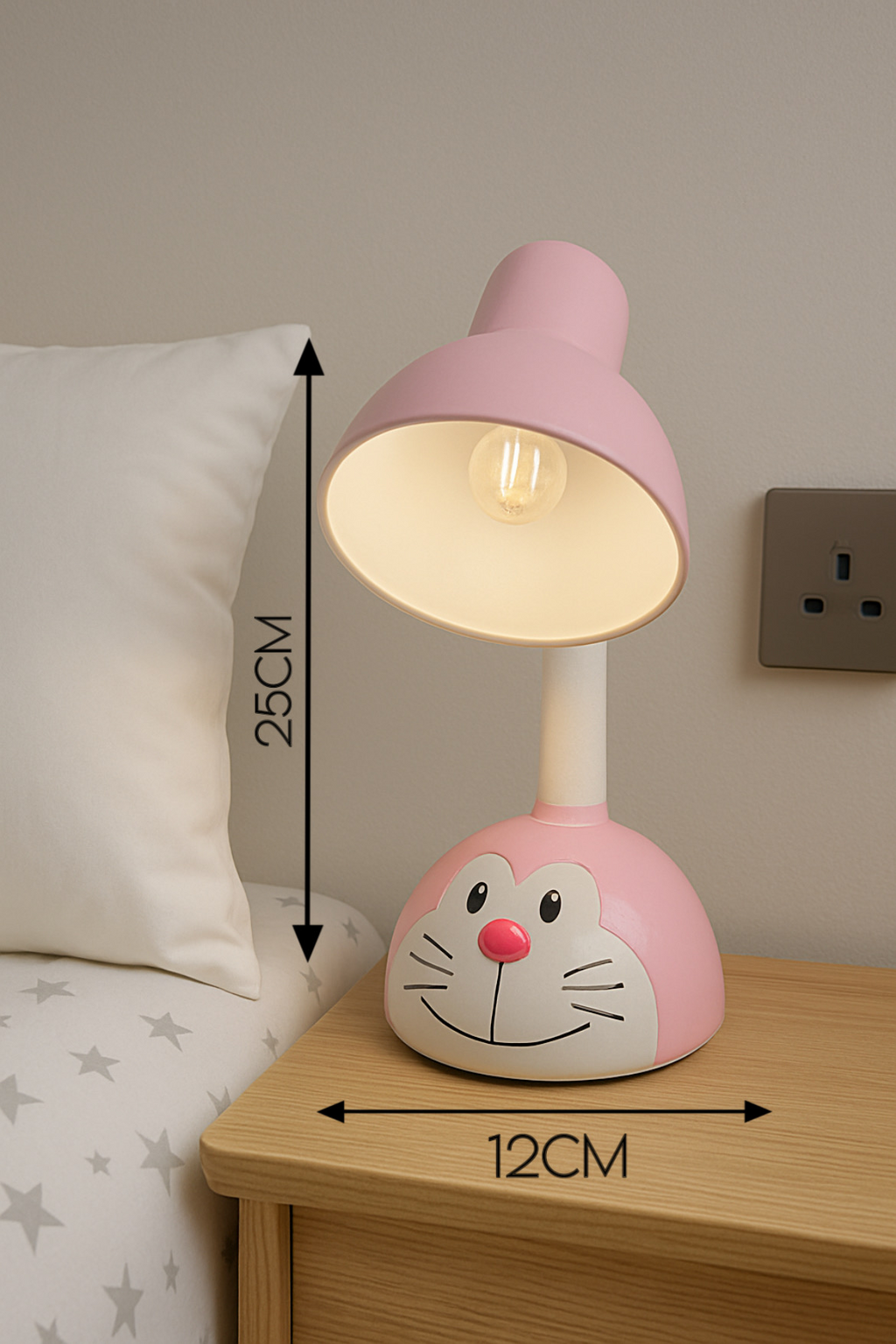 POWERLAM Cute Cartoon Kids Table Lamp � Pink Animal Face Night Lamp for Bedroom & Study