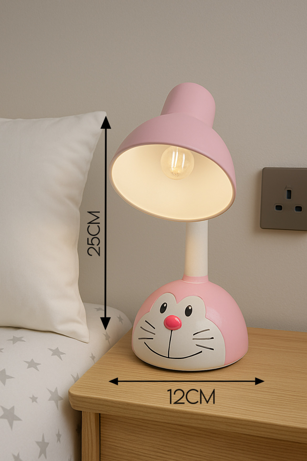 POWERLAM Cute Cartoon Kids Table Lamp � Pink Animal Face Night Lamp for Bedroom & Study