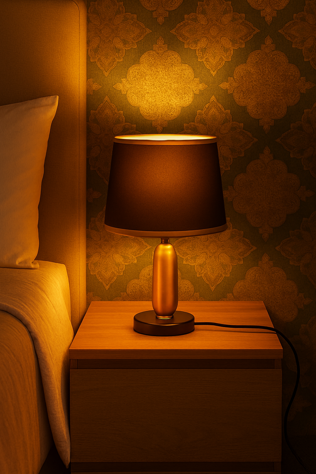 POWERLAM Royale Touch Table Lamp – Black & Gold Finish | Premium Bedside Lamp for Bedroom, Living Room, Hotel Decor