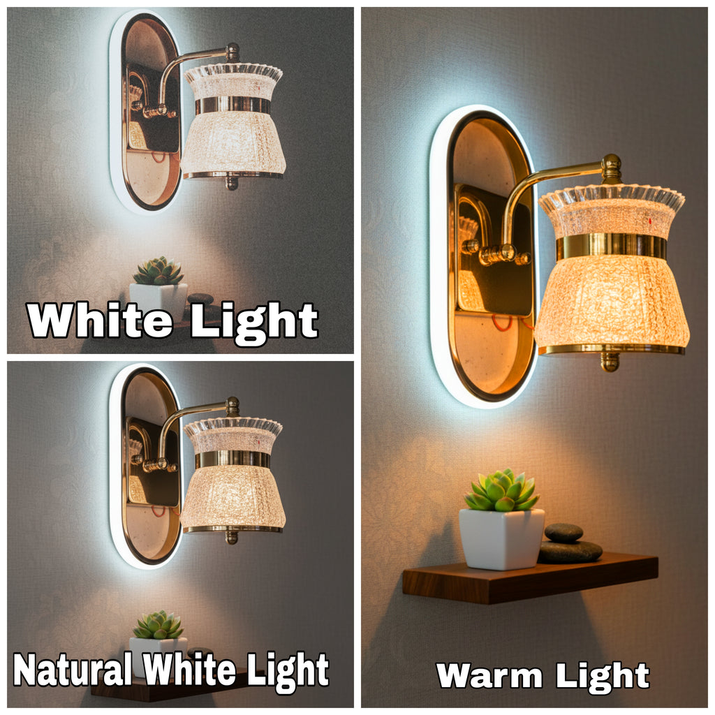 Powerlam Luxury Modern Wall Sconce, Fluted Crystal Glass Shade with Polished Gold Finish, Metal and Glass Construction