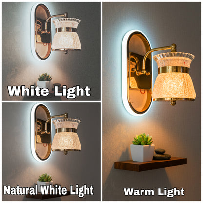 Powerlam Luxury Modern Wall Sconce, Fluted Crystal Glass Shade with Polished Gold Finish, Metal and Glass Construction