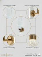 Powerlam Designer Dual Light Brass & Fluted Glass Wall Sconce