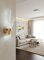 Powerlam Designer Dual Light Brass & Fluted Glass Wall Sconce
