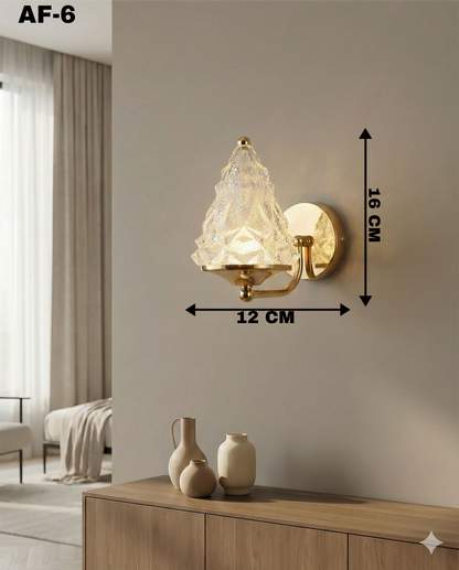 Powerlam Textured Glass Wall Sconce, Gold Finish, Cone Shade, Modern Lighting Fixture