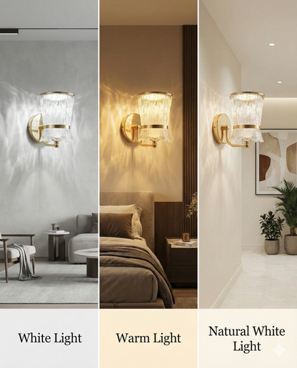 Powerlam Wall Sconce Light, Gold Finish, Textured Glass Shade, Modern Decorative Lighting Fixture