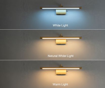 Powerlam Modern LED Picture Light, Gold Brass, Wall Mounted Vanity Mirror Light for Bathroom, Artwork