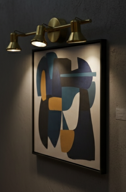 Powerlam Modern LED Track Light Fixture, Brass, 3-Light Adjustable Spotlights, Wall Mounted, for Home Office