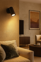 POWERLAM Black Wall Spot Light, 18W LED, Adjustable Focus Light, Modern Indoor Wall Mount for Living Room/Office/Shop