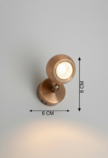 Powerlam Modern Adjustable LED Wall Sconce, Copper Bronze, Metal, Spotlight Fixture for Indoor Lighting
