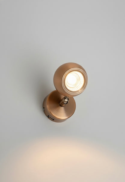 Powerlam Modern Adjustable Wall Spotlight, Antique Brass, LED Compatible, Indoor Mounted Sconce Light