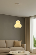 POWERLAM Frosted Glass Pendant Light | Modern Hanging Ceiling Lamp for Living Room, Bedroom, Dining | Tiered Design with Soft Ambient Glow Without Bulb
