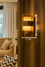 Powerlam Modern Glass Wall Sconce, Brushed Brass Finish, Cylindrical Shade