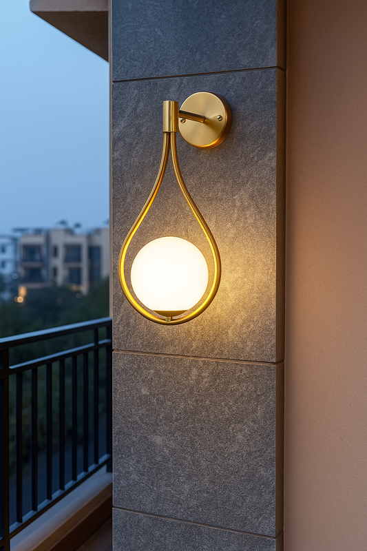 Powerlam Modern Wall Sconce Light Fixture, Brass Frame with Curved Arms