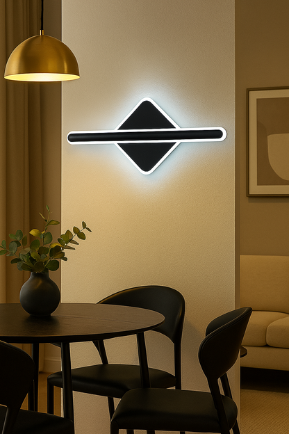 POWERLAM Modern LED Wall Light | 3 Color Modes (White, Warm & Natural) | Designer Wall Lamp for Bedroom, Living Room, Hall, Hotel (Black-Gold Finish)