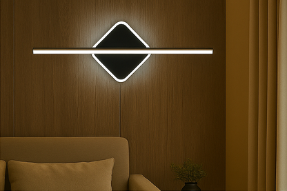 POWERLAM Modern LED Wall Light | 3 Color Modes (White, Warm & Natural) | Designer Wall Lamp for Bedroom, Living Room, Hall, Hotel (Black-Gold Finish)