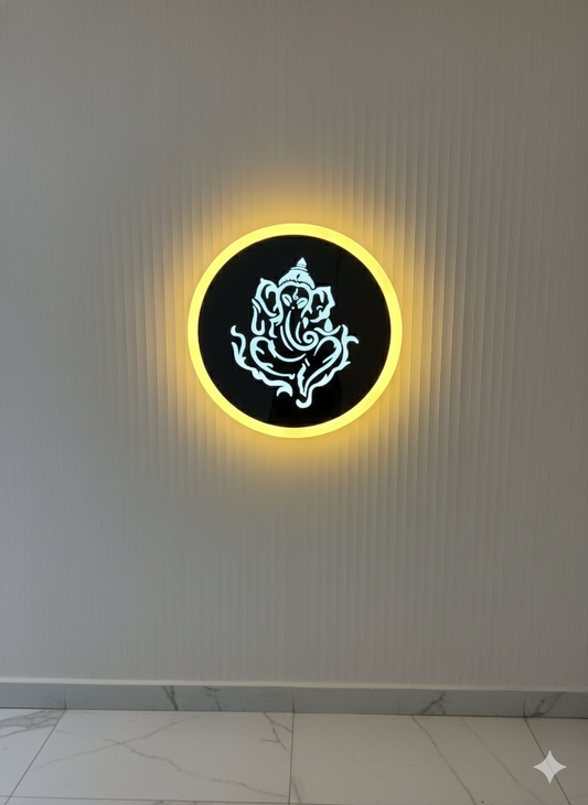 POWERLAM LED Ganesh Wall Light | Modern Backlit Wall Décor | Spiritual Lighting for Home, Living Room & Pooja Room