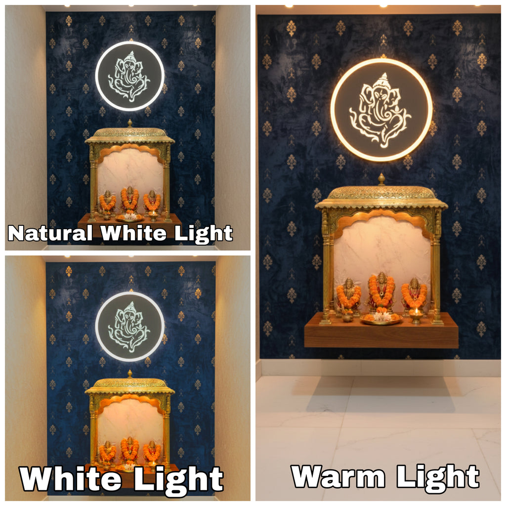 POWERLAM LED Ganesh Wall Light | Modern Backlit Wall Décor | Spiritual Lighting for Home, Living Room & Pooja Room
