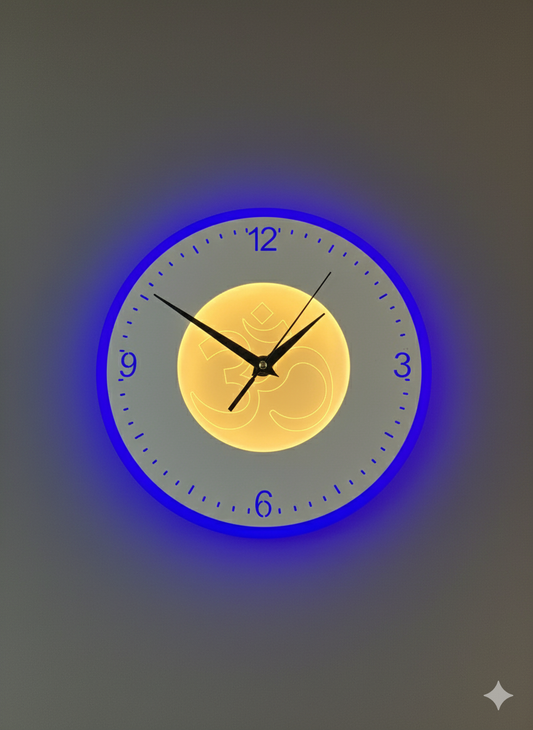 POWERLAM LED Om Wall Clock | Modern Designer Wall Clock with Backlight | Spiritual LED Clock for Living Room, Bedroom & Home Décor