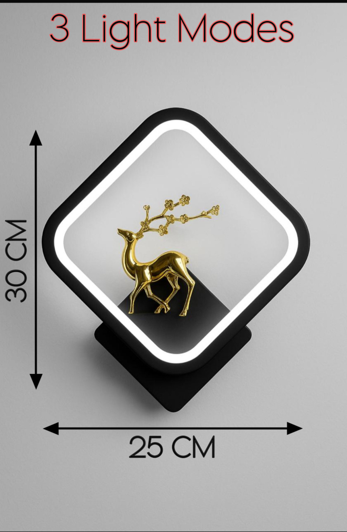 POWERLAM Diamond Deer LED Wall Light – 3 Color Modes (White, Warm & Natural White)