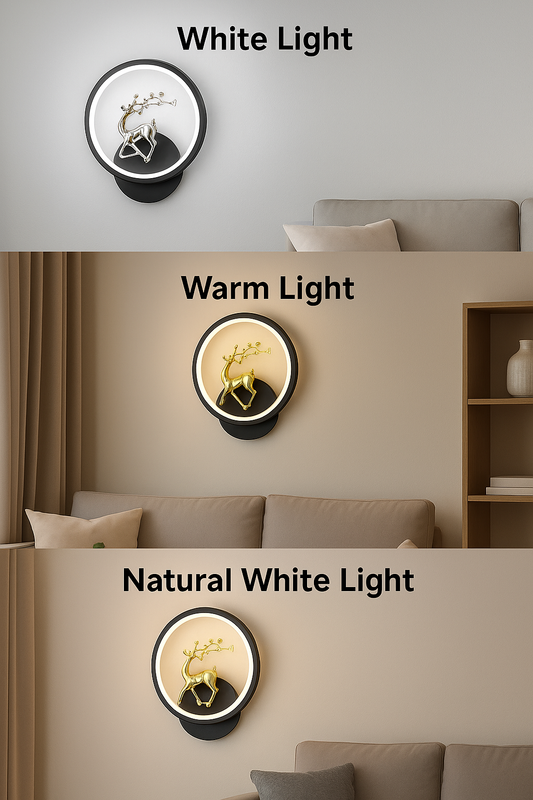 POWERLAM Modern Deer LED Wall Light – 3 Color Modes (White, Warm & Natural White)