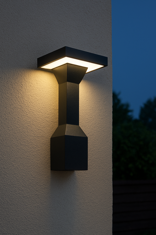 Powerlam Modern Outdoor LED Wall Light | Waterproof Black Wall Lamp for Garden, Balcony, Patio, Porch & Exterior Home Lighting