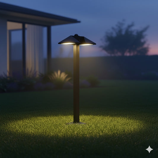Powerlam LED Landscape Path Light I Black I Dual-Head Design I Outdoor Garden Pathway Lighting