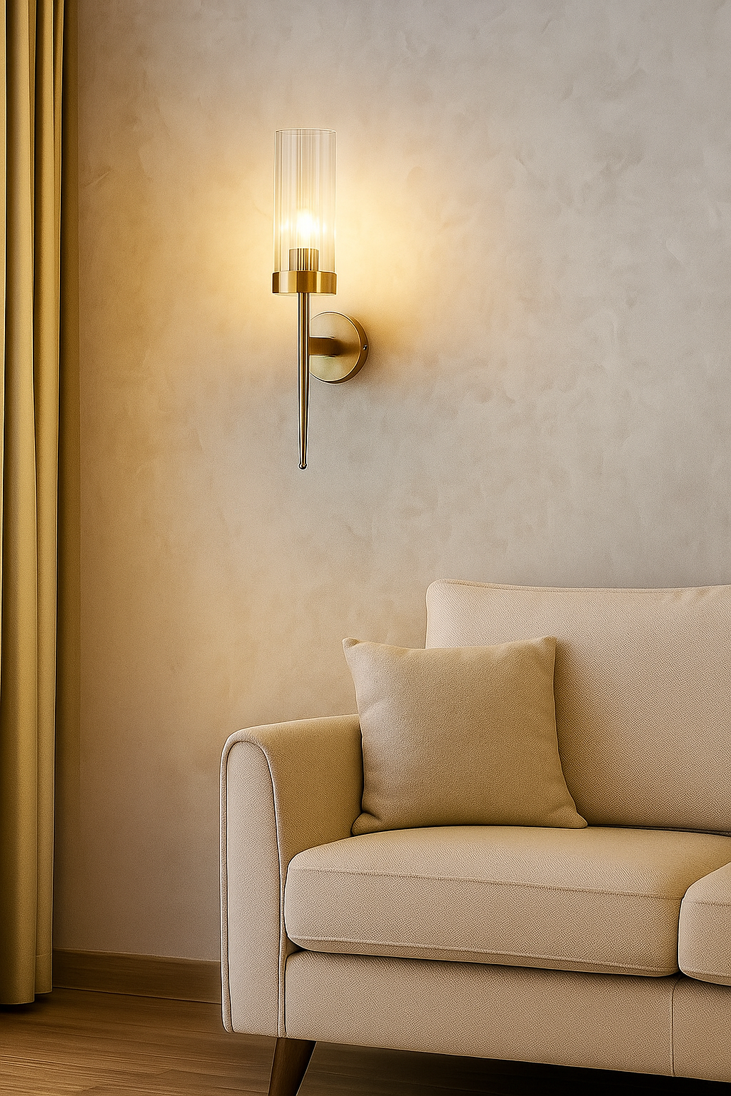 Powerlam Luxury Golden Wall Light with Glass Shade – Elegant Wall Sconce for Modern Interiors