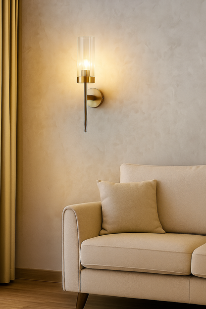Powerlam Luxury Golden Wall Light with Glass Shade – Elegant Wall Sconce for Modern Interiors
