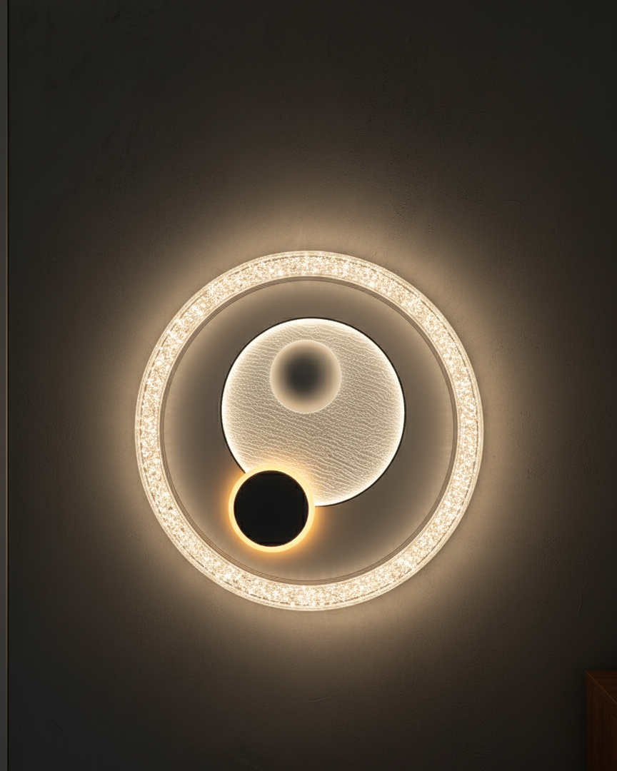 POWERLAM Modern LED Wall Light | Circular Galaxy Design Wall Lamp for Living Room, Bedroom & Hall Décor