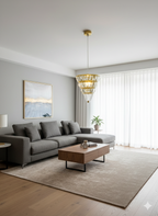 Powerlam Modern Crystal Pendant Light, Gold Brass Finish, Tiered Design, Luxury Chandelier for Living Room, Dining Room