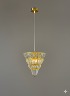 Powerlam Modern Crystal Pendant Light, Gold Brass Finish, Tiered Design, Luxury Chandelier for Living Room, Dining Room