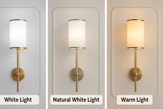 Powerlam Modern Wall Sconce Light, Brass Finish with Cylindrical White Shade, Contemporary Indoor Lighting Fixture (Without Bulb)