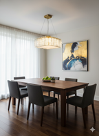 Powerlam Modern Crystal Square Chandelier, Gold Brass Finish, LED Pendant Light with Glass Rods, Contemporary Ceiling Lighting Fixture for Dining Room