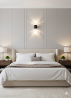 Powerlam Modern LED Wall Sconce, Black and Crystal Glass, Indoor Outdoor Up Down Light, Contemporary Decorative Fixture for Bedroom, Living Room, Patio