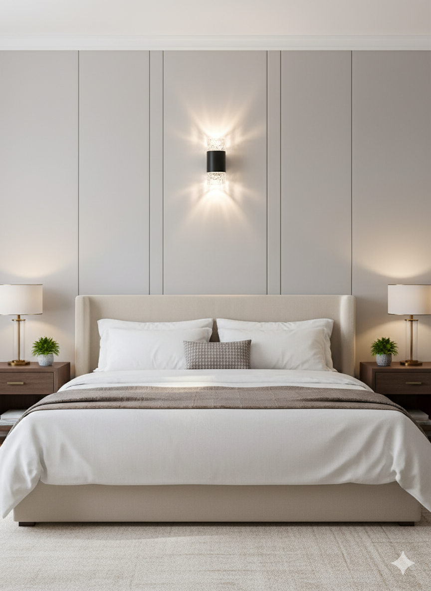 Powerlam Modern LED Wall Sconce, Black and Crystal Glass, Indoor Outdoor Up Down Light, Contemporary Decorative Fixture for Bedroom, Living Room, Patio