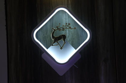 Powerlam LED Wall Light with Golden Deer Design, Modern Decorative Sconce, White Frame