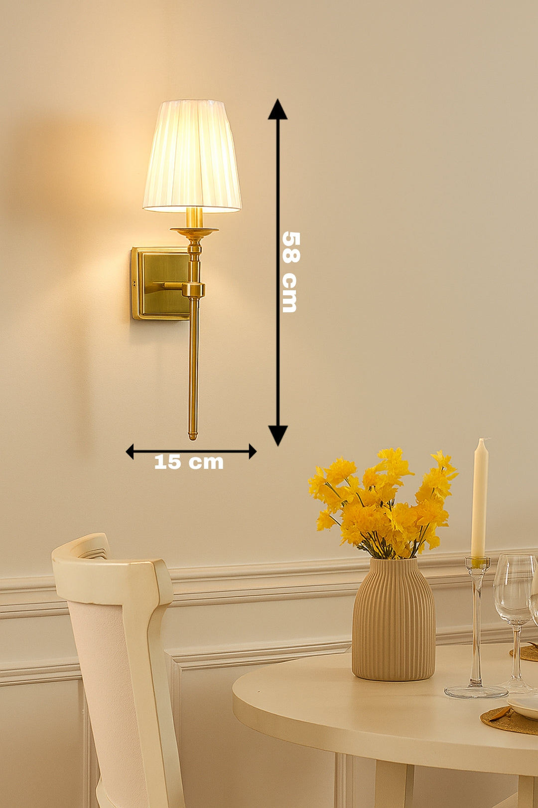 POWERLAM Luxury Golden Wall Light with Glass Shade – Elegant Wall Sconce for Modern Interiors