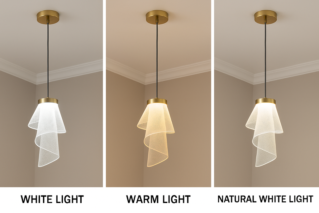 Powerlam Gold Designer Mesh Pendant Light | Hanging Ceiling Lamp with 3 Light Color Modes (White, Warm, Natural) | Elegant Lighting for Living Room, Bedroom, Dining