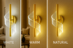 Powerlam Modern LED Wall Light, Spiral Design, Gold Metal Finish, Decorative Acrylic Shade