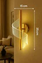 Powerlam Modern LED Wall Light, Spiral Design, Gold Metal Finish, Decorative Acrylic Shade