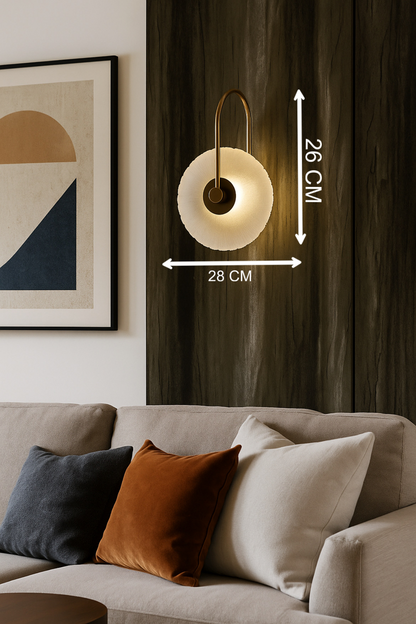 Powerlam Modern Artistic LED Wall Light with Textured Circular Shade, Ambient Mood Lighting